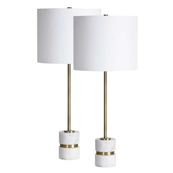 Notre Dame Design Lonny 28.75 in. Table Lamps with Off White Cotton Shade (set of 2)