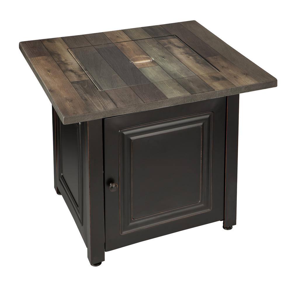 30" Black and Brown Steel and Resin Outdoor Fire Pit