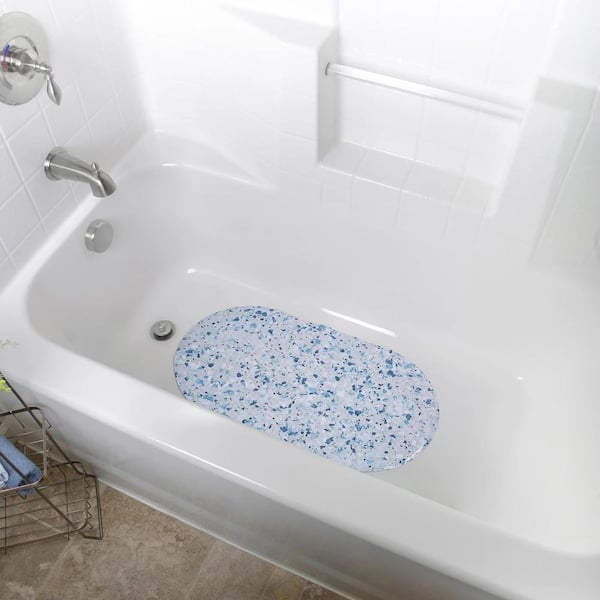 Oval Bubble Tub Mat, Blue