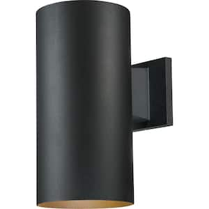 Medium 1-Light Black Aluminum Integrated LED Indoor/Outdoor Wall Mount Cylinder Light/Wall Sconce