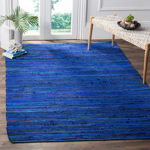 Rag Rug Blue/Multi 6 ft. x 6 ft. Square Gradient Striped Area Rug