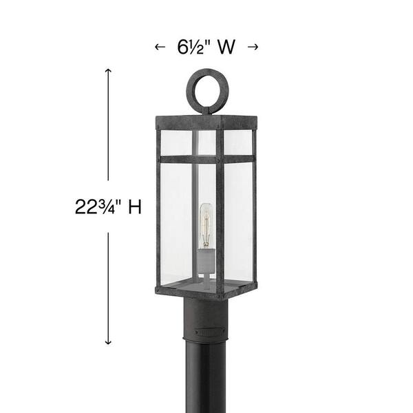 HINKLEY - Porter 1-Light Aged Zinc Outdoor Post Mount Light