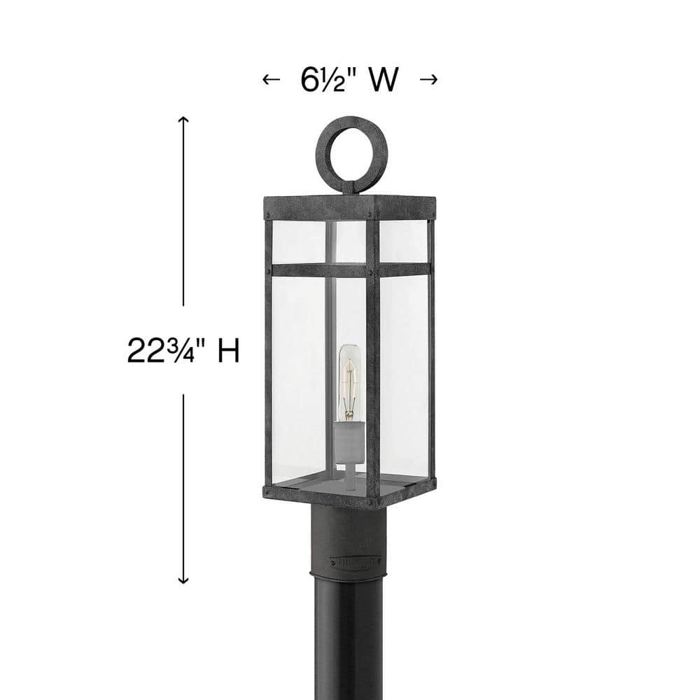Aged Zinc 22.75" Outdoor Post Lantern with Clear Glass