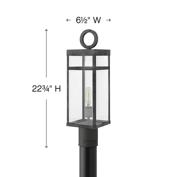 HINKLEY Porter 1-Light Aged Zinc Outdoor Post Mount Light 2801DZ