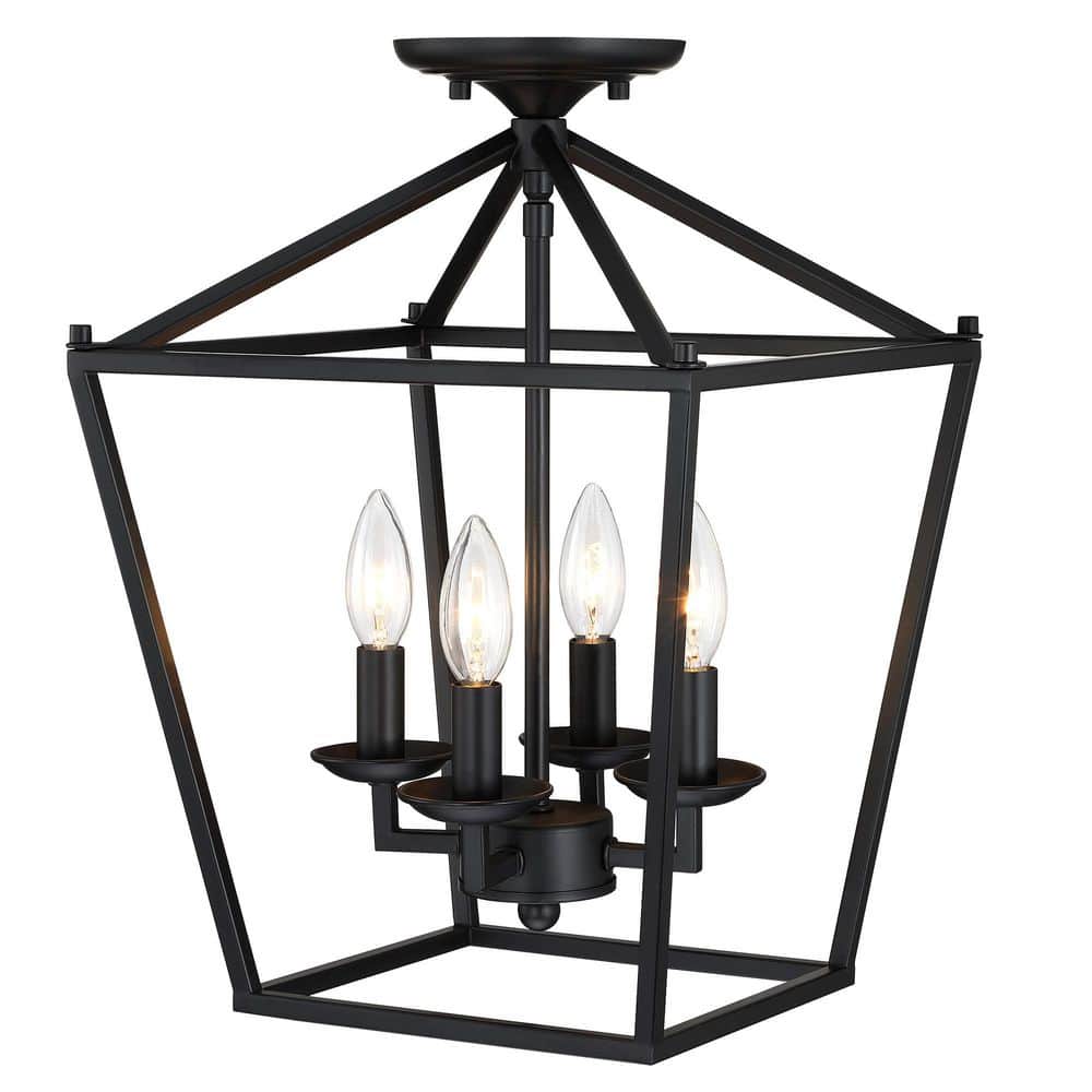 FM 4-Light 12 in. Matte Black Semi Flush Mount Light price history on PriceWatchPro