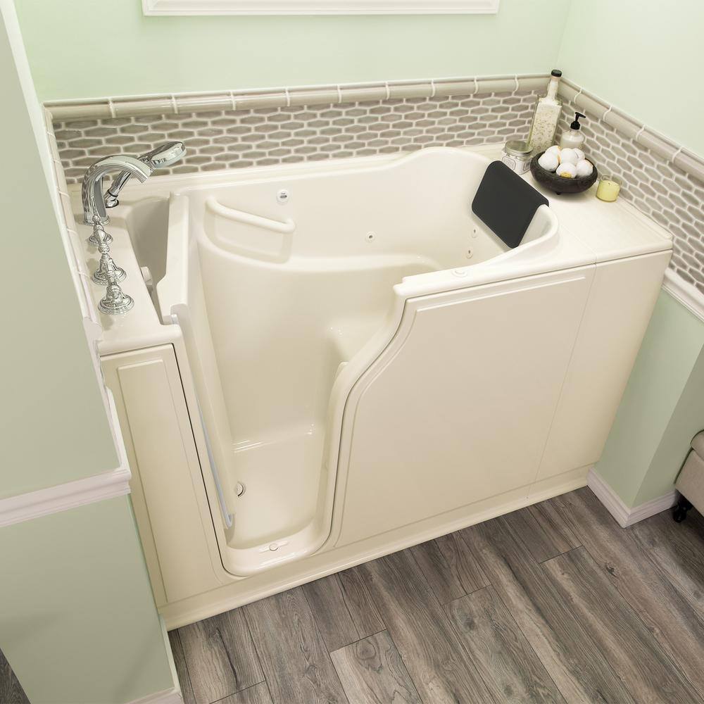 Linen Left-Hand Drain Walk-In Fiberglass Whirlpool Bathtub