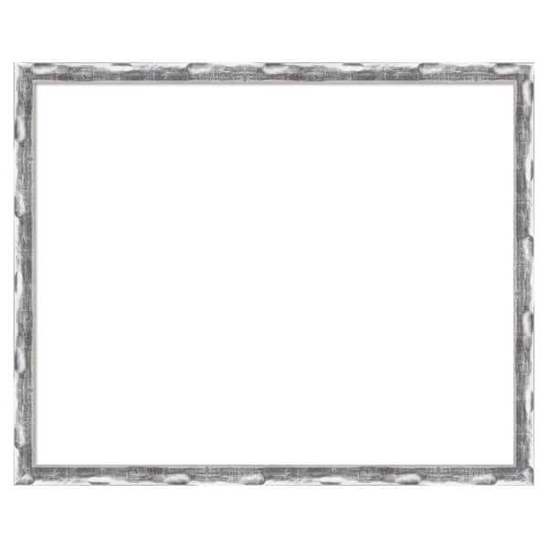 Amanti Art Scratched Wave Chrome 32 in. x 26 in. Polystyrene Framed Dry Erase Magnetic Memo Board