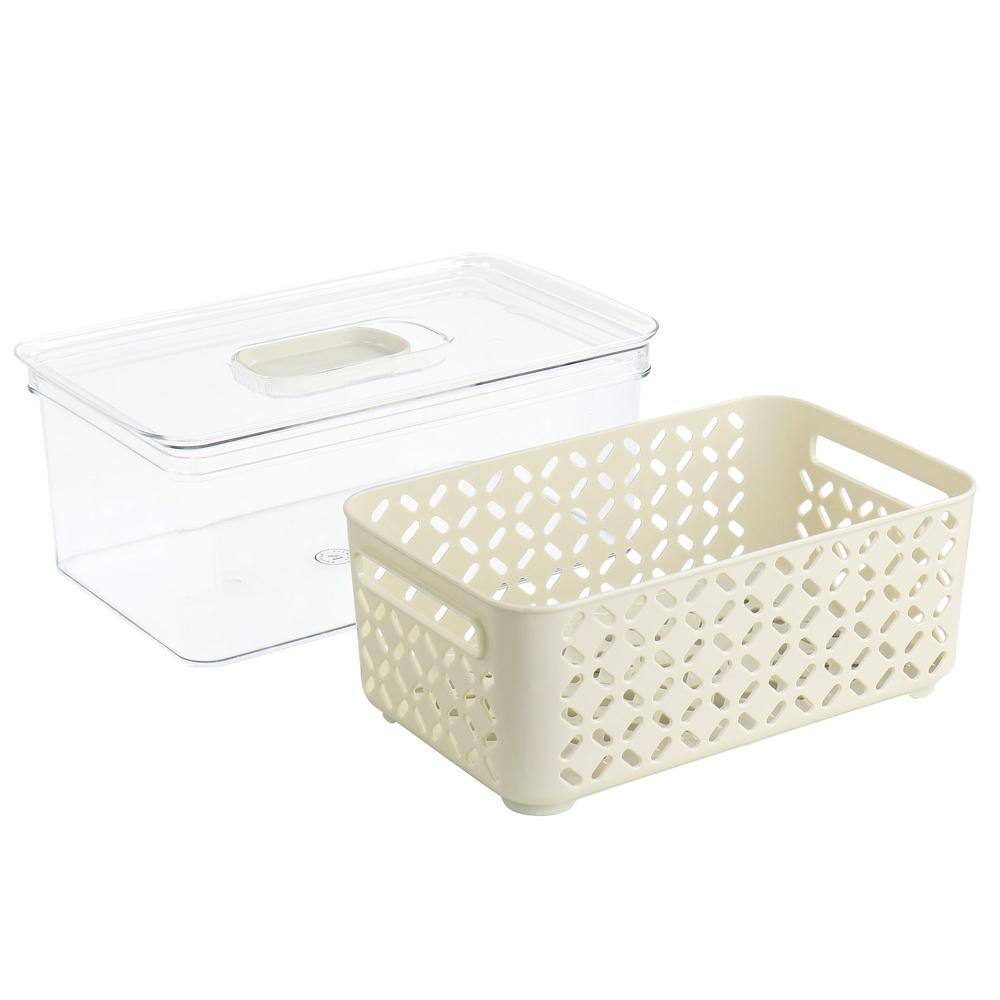 White BPA-Free Plastic Food Storage Container with Colander