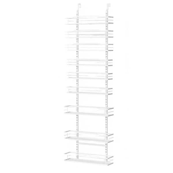 9-Shelf White Heavy Duty Rust Proof  Space-Saving Over-the-Door Pantry Organizer with Mounting Hardware