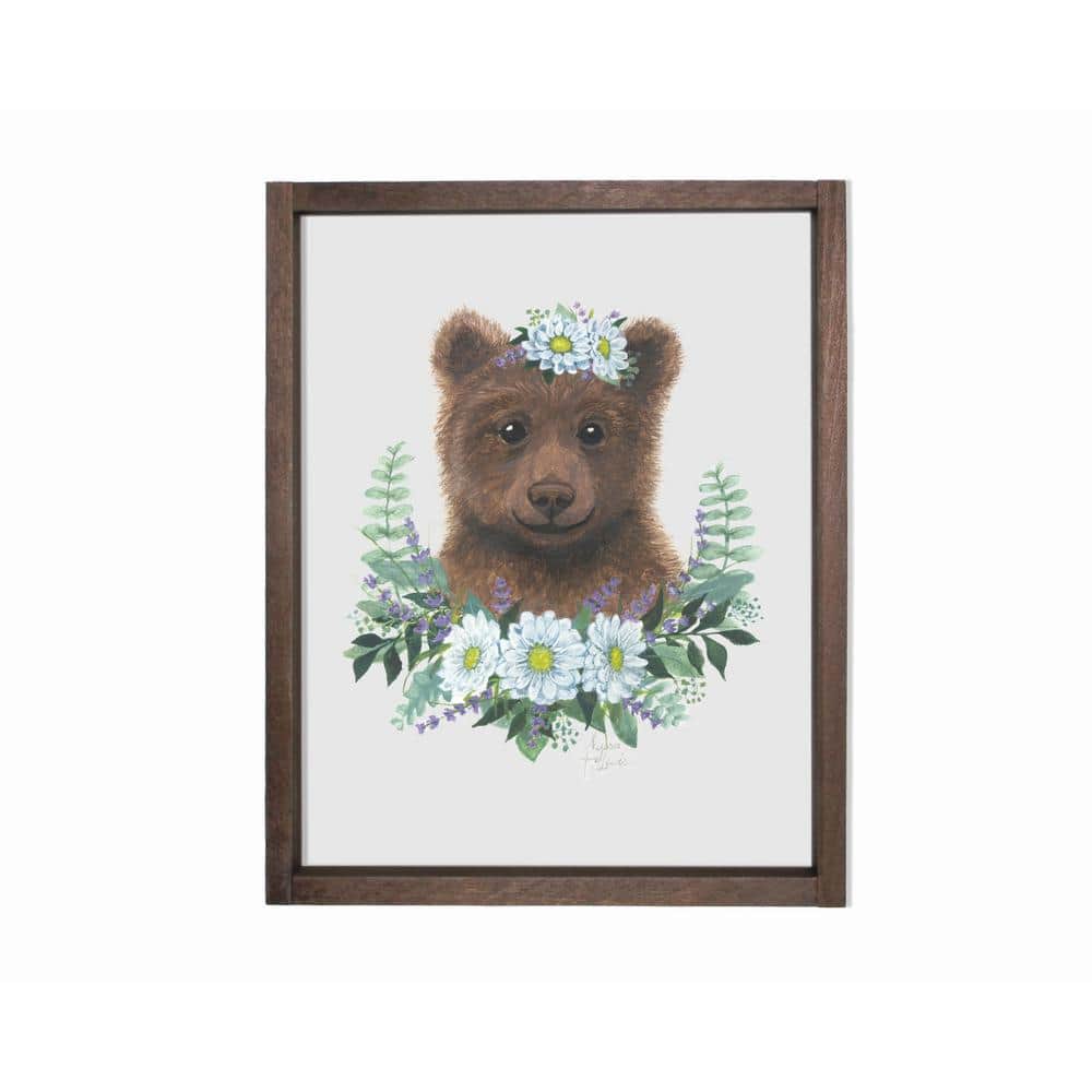 Woodland Littles 1 Bear Farmhouse Decorative Sign 11 in. x 14 in., Brown