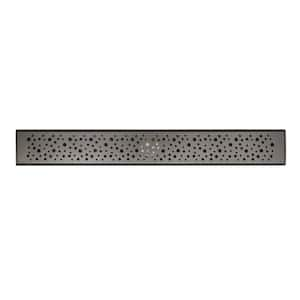 24 in. Linear Stainless Steel Shower Drain with Rain Drop Pattern, Venetian Bronze