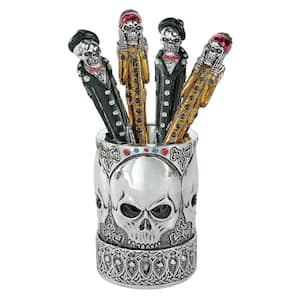 4 in. x 3 in. Gothic Skull Vessel and Pen Set