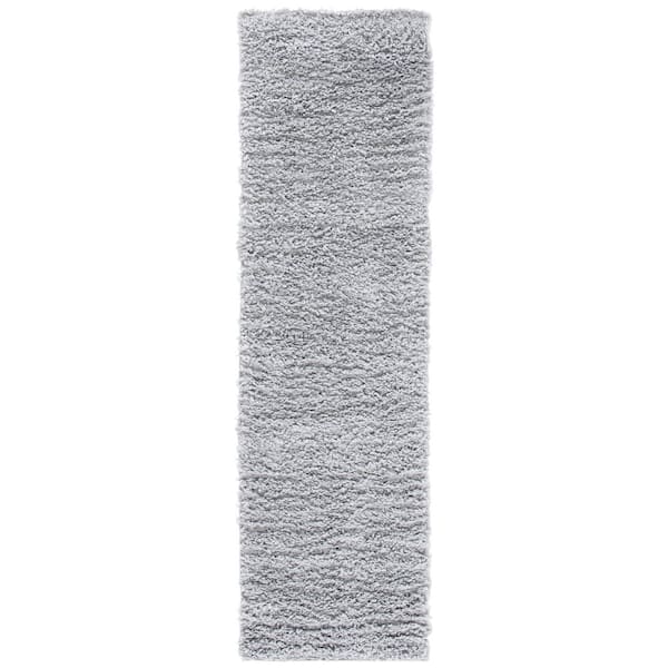 August Shag Silver 2 ft. x 5 ft. Solid Runner Rug