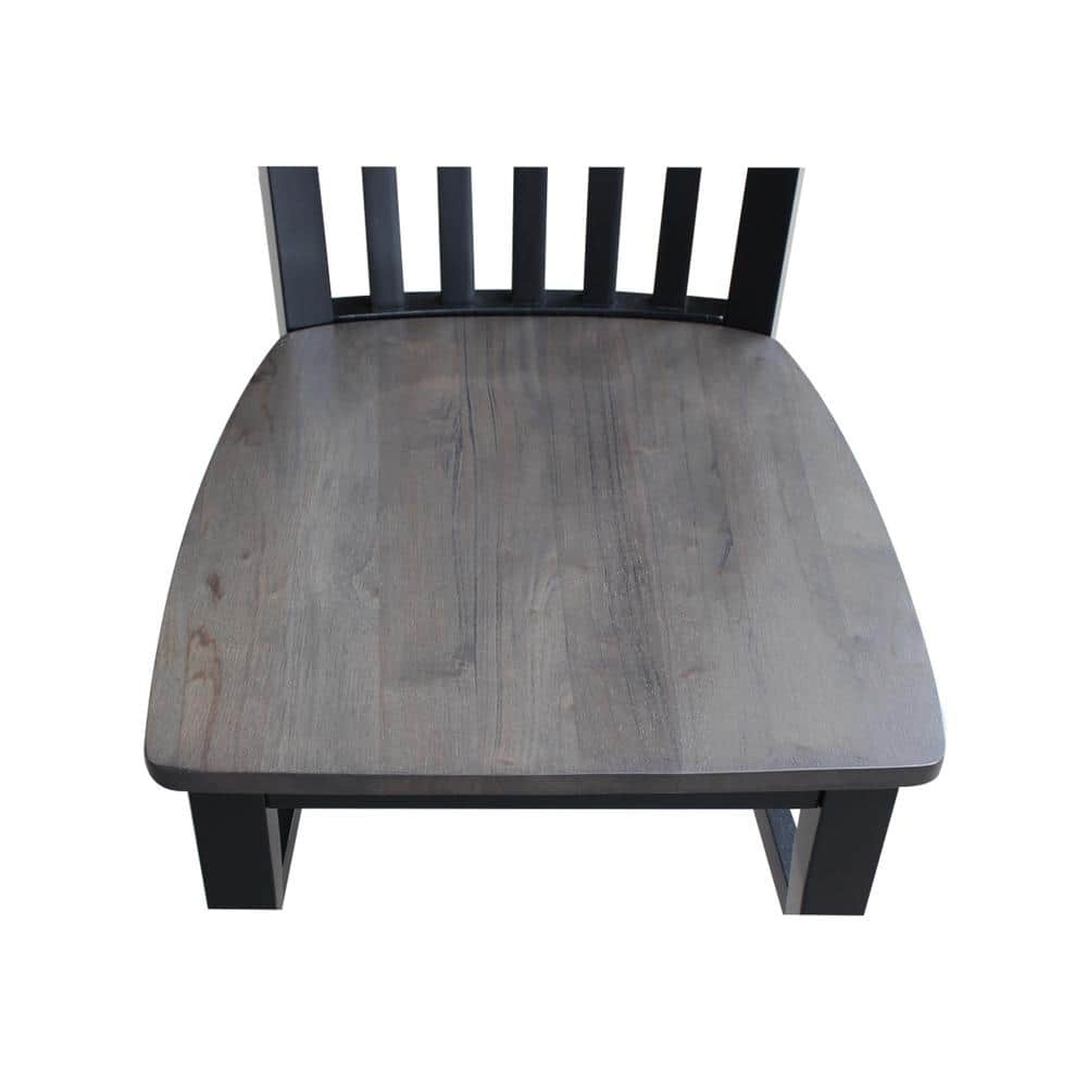 Cosmo High Slat-Back Solid Wood Side Chair in Coal Black