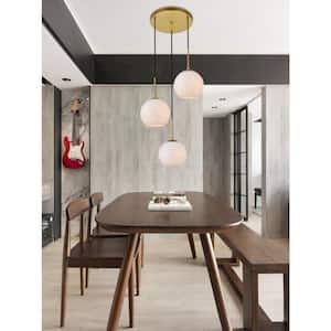Timeless Home Blake 3-Light Brass Pendant with Frosted Glass Shade