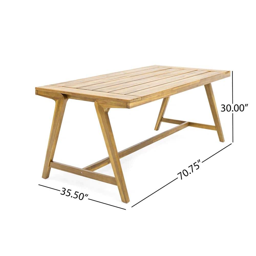 Brown Acacia Wood 3-Piece Outdoor Dining Set with Backless Benches