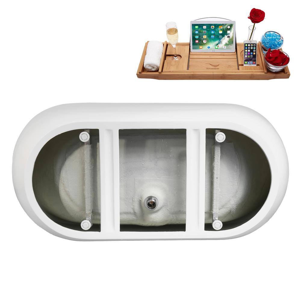 63" White Acrylic Freestanding Double Slipper Soaking Tub