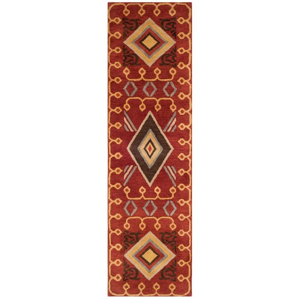 Heritage Red/Multi 2 ft. x 10 ft. Border Lodge Runner Rug