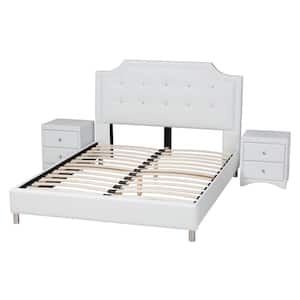 Carlotta 3-Piece White and Silver King Bedroom Set