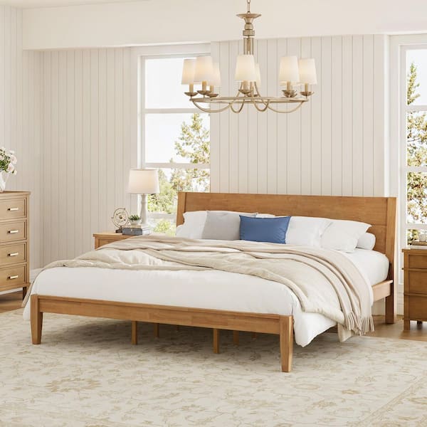 OrangeOne Nami Natural Yellow Solid Wood Frame King Size Platform