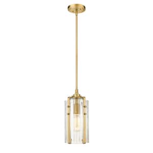 Alverton 5.5 in. 1-Light Mini Pendant Rubbed Brass with Clear Glass Shade