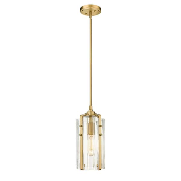Unbranded Alverton 5.5 in. 1-Light Mini Pendant Rubbed Brass with Clear Glass Shade