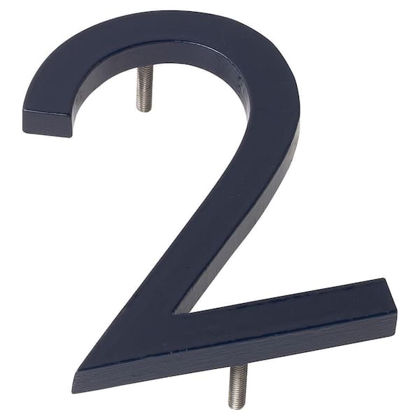 Montague Metal Products 4 in. Navy Aluminum Floating or Flat Modern House Number 2