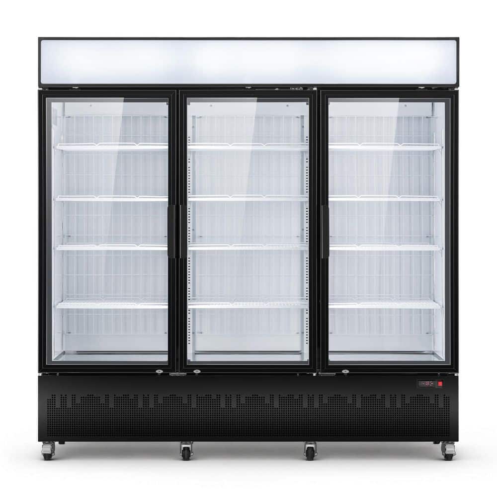 78 in. 62 cu. ft. Frost Free Defrost Commercial Upright Freezer in Black with 3 Triple-Pane Insulated Glass Doors price history on PriceWatchPro