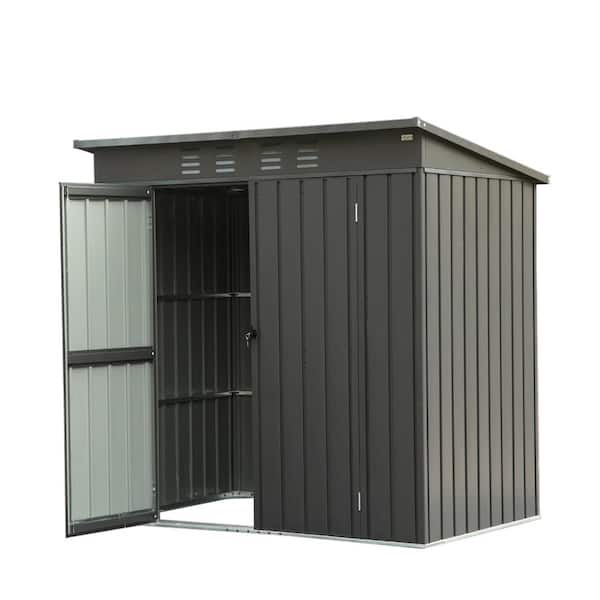 Clihome 5.4 ft. W x 3.7 ft. D Outdoor Metal Storage Shed Garden Shed with Lockable Double Door(20 sq. ft.)