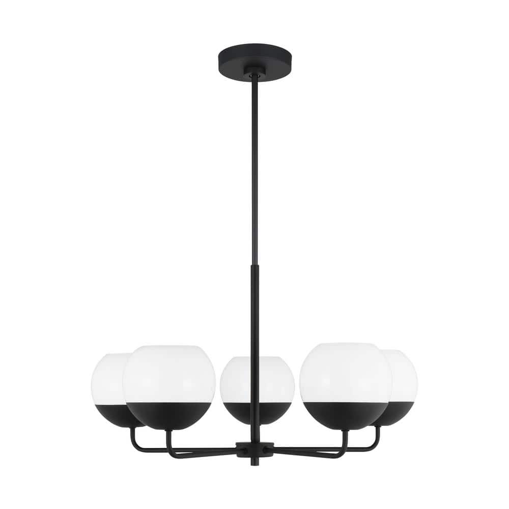 Generation Lighting Alvin 5Light Midnight Black Chandelier with Milk