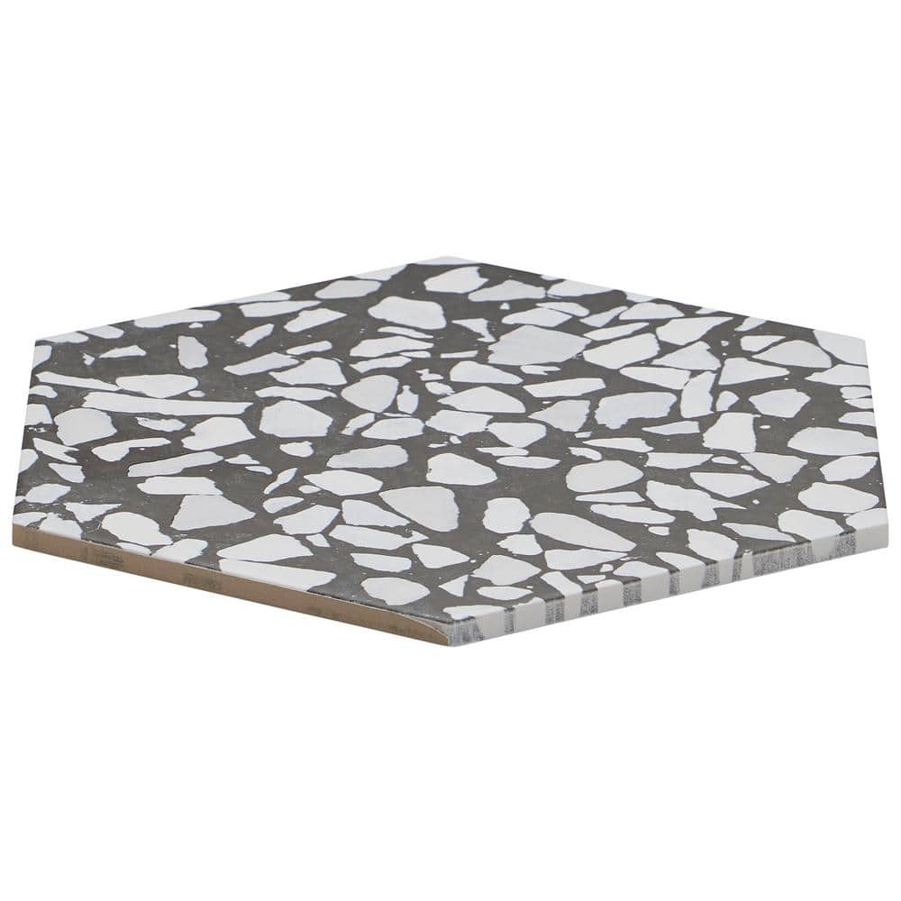 Jurassic Hex 9" Black and White Porcelain Tile