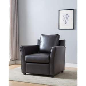 Beltram Dark Gray Leather Accent Arm Chair