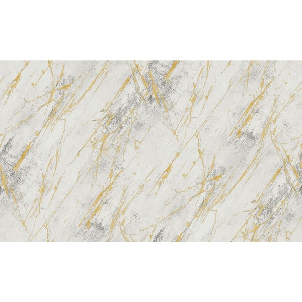 Unbranded Bricks and More Collection White Metallic Marble Motif Metallic Finish Vinyl on Non-Woven Non-Pasted Wallpaper Sample