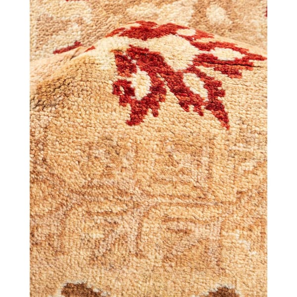 Mogul Beige 8 x 10 Oriental Wool Indoor Area Rug