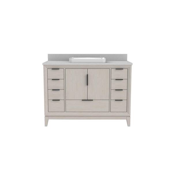 Home Decorators Collection Amber 48 in. W x 22 in. D x 35 in. H Bath Vanity in Cerused Natural Oak with White Engineered Top and Sink