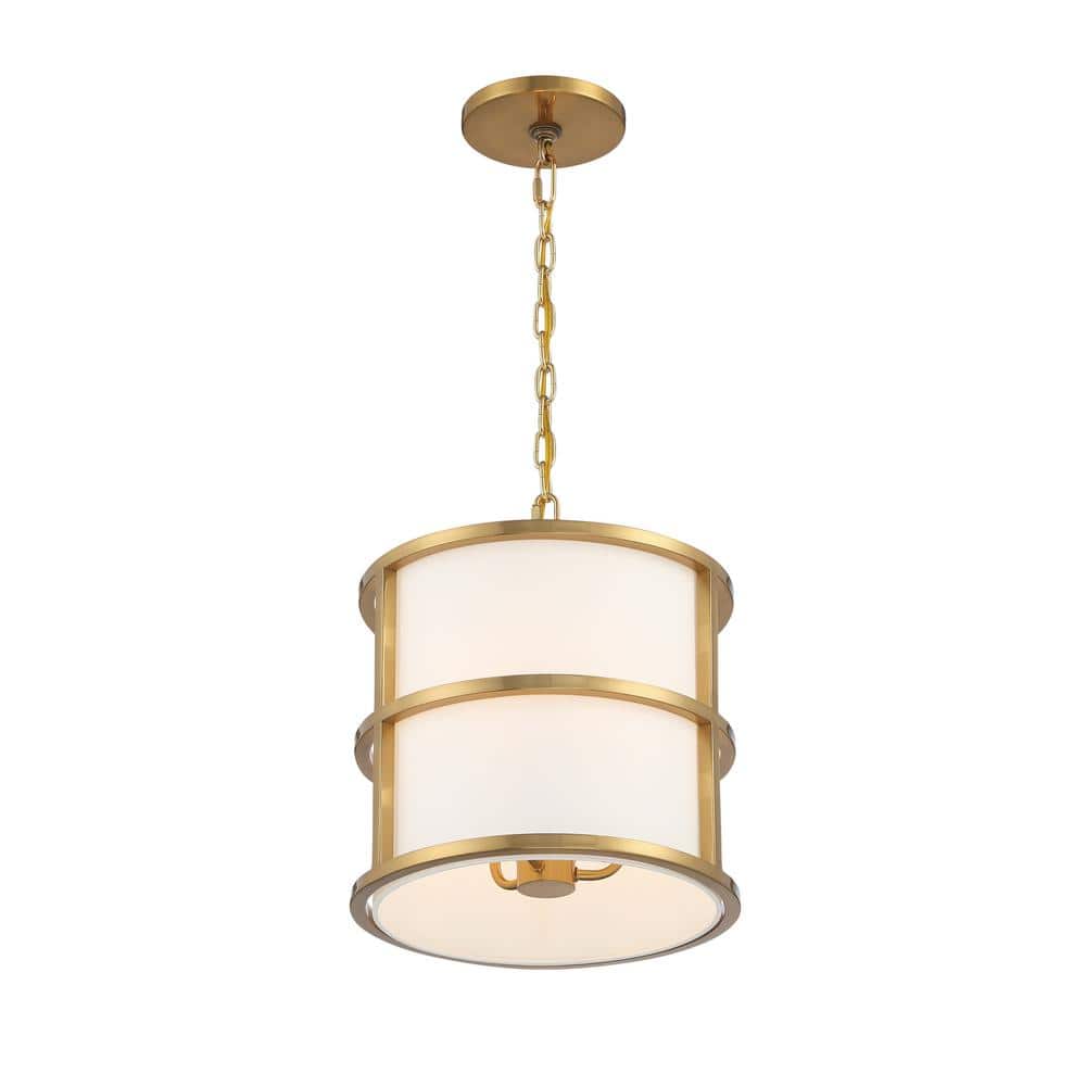 Hulton Luxe Gold Mini Drum Silk Shade 3-Light Pendant