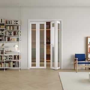60 in x 80 in(Double Doors) Frosted Glass Single Glass Panel Bi-Fold Interior Door with MDF and Water-Proof PVC Covering