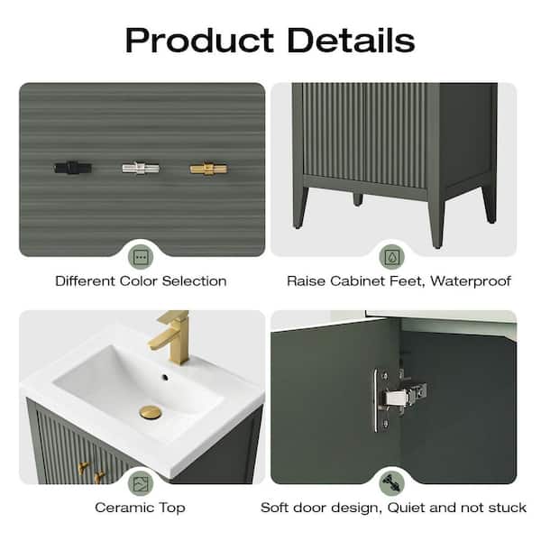 Vanity Art 24 in. W x 18.5 in D x 34 in. H Single Sink Bath
