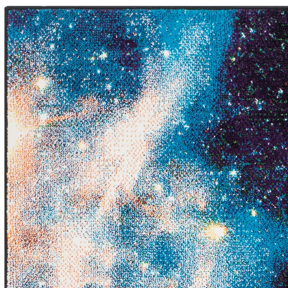 Galaxy 4' x 6' Purple Multi Synthetic Round Area Rug