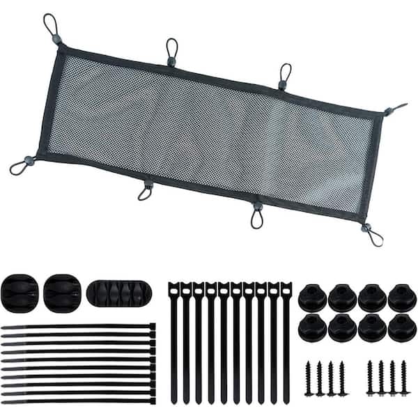 Extra Large Under Desk Cable Management Net in Black Flexible Privacy Mesh 27.6x11.8 Inches Invisible Cable Hider 39PCS