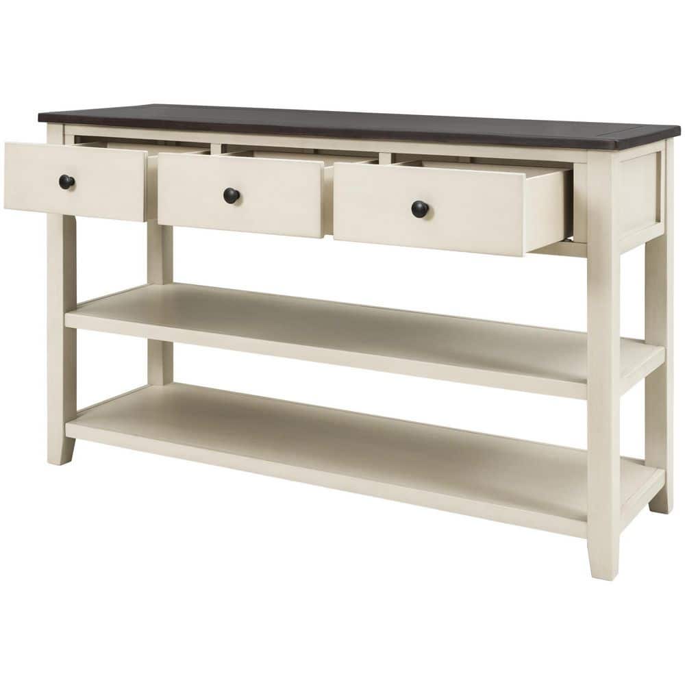 ANBAZAR Classic 50 in. Beige Standard Rectangle Wood Console Table With