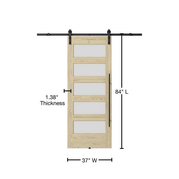 37 in. x 84 in. x 1-1 3/8 in. Chalet Unfinished Knotty Pine Wood Barn Sliding Door Hardware Kit