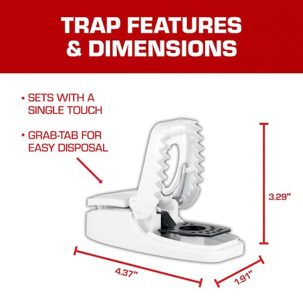 TOMCAT - Press 'N Set Mouse Trap, Plastic, Spring-Loaded Mouse Killer with Grab-Tab Pest Repellant Trap (2-Pack)
