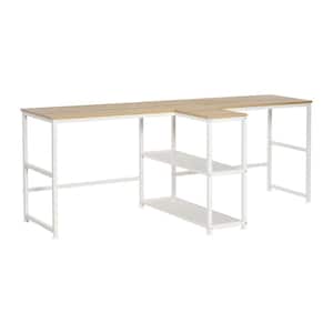 VERYKE 78.7 in. Rectangle Tiger MDF Home Office 2-Person Desk