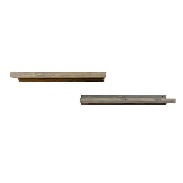 Del Hutson Designs Rustic Luxe 36 in. W x 10 in. D Floating Gray Decorative Shelves (Set of 2)