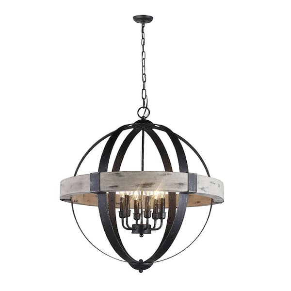 Little Tree James 6-Light Black No Decorative Accents Globe Chandelier for Living Room