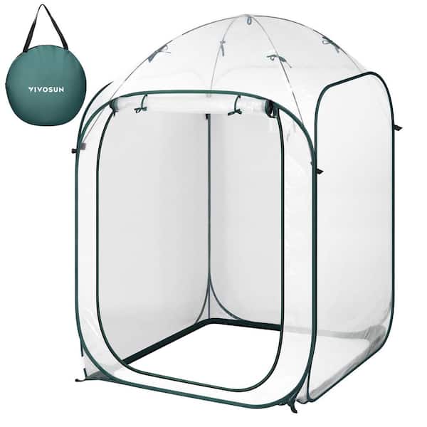 39 in. W x 39 in. D x 63 in. H Portable Walk-in Greenhouse with PVC Cover and Detachable Base