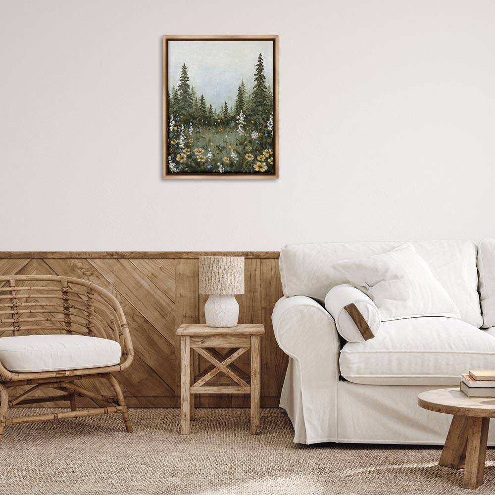 Forest Meadow Clearing by Hollihocks Art Brown Floater Frame Nature Graphic Art Print 31 in. x 25 in.