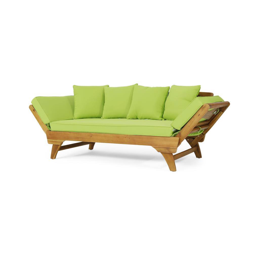 Expandable Teak Daybed with Light Green Cushions