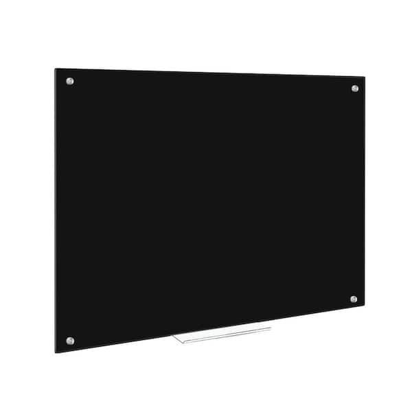 Dry Erase Board 48 in. x 36 in. Black Bulletin Boards Glass Frameless Large Glass Whiteboard Panel Dry Erase Board